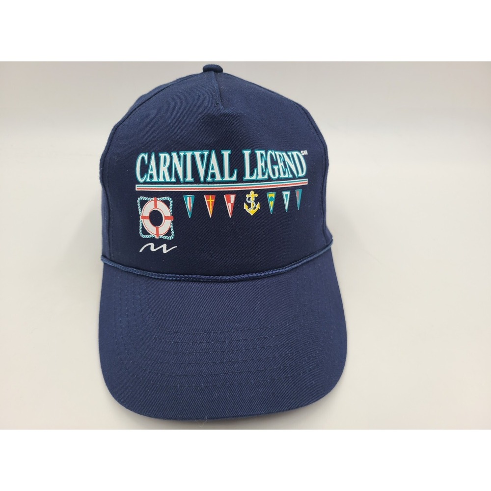 Vintage Carnival Cruise Ships Legend Rope Snapback Hat Cap Travel Souvenir Blue